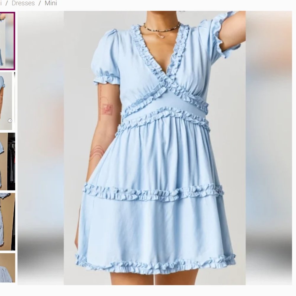 MI AMI Livia ruffled baby blue mini dress from Francesca's Size MEDIUM